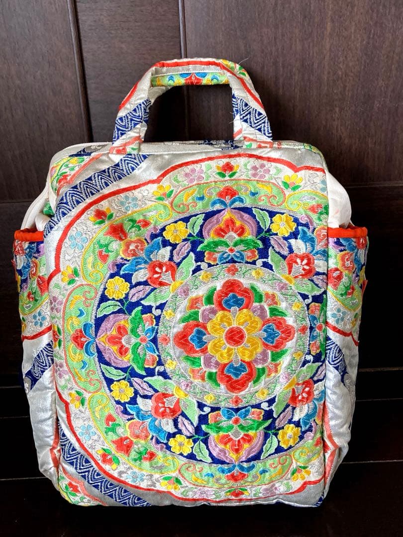 フォロー500円引　オーダーリュック　豪華日本帯リメイク　銀織　二重縫い