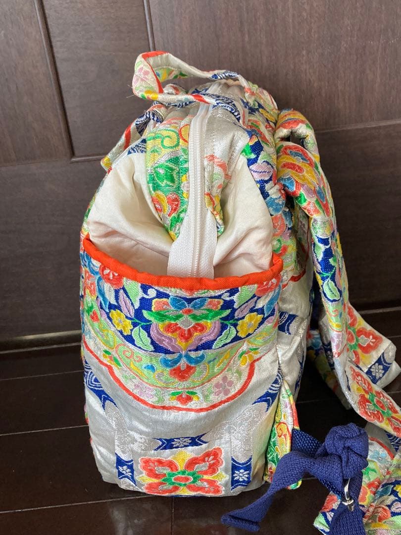 フォロー500円引　オーダーリュック　豪華日本帯リメイク　銀織　二重縫い