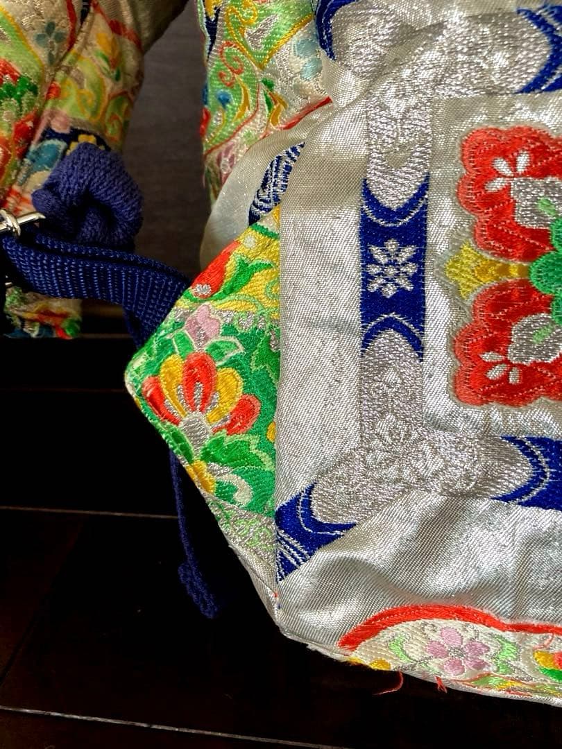 フォロー500円引　オーダーリュック　豪華日本帯リメイク　銀織　二重縫い