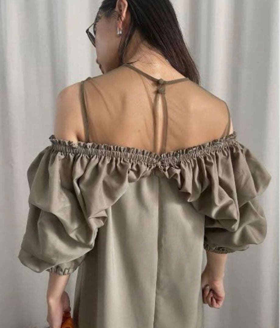 Ameri VOLUME BUSTIER LAYERED DRESS カーキ