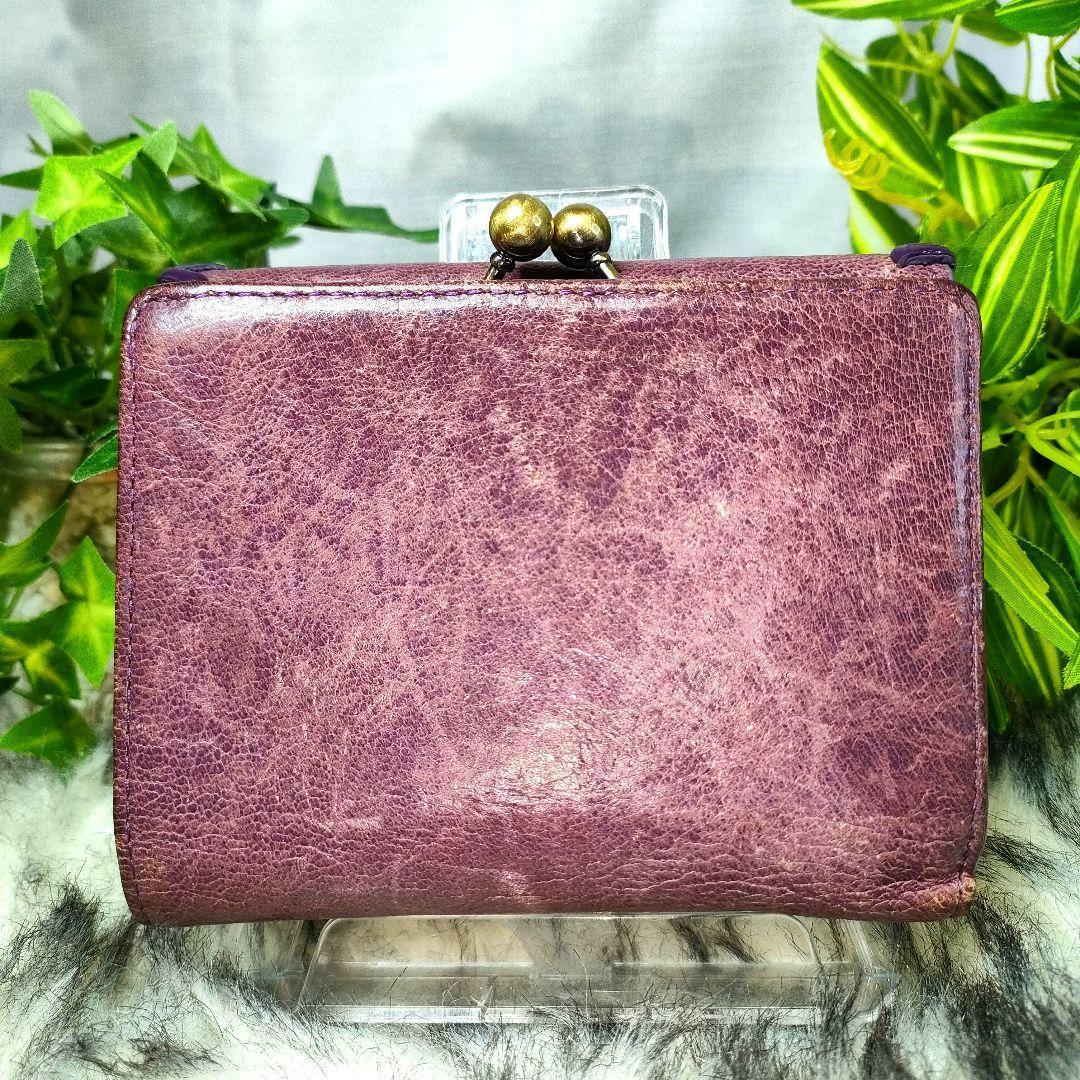 アナスイ 三つ折り財布 がま口 バタフイ ANNA SUI 財布 パープル