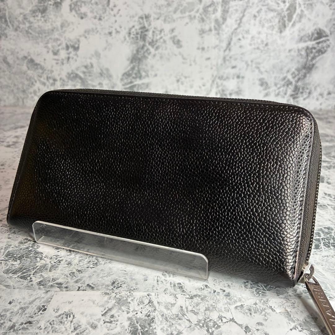 ✨CHANEL✨　シャネル　長財布　ラウンドファスナー　キャビアスキン