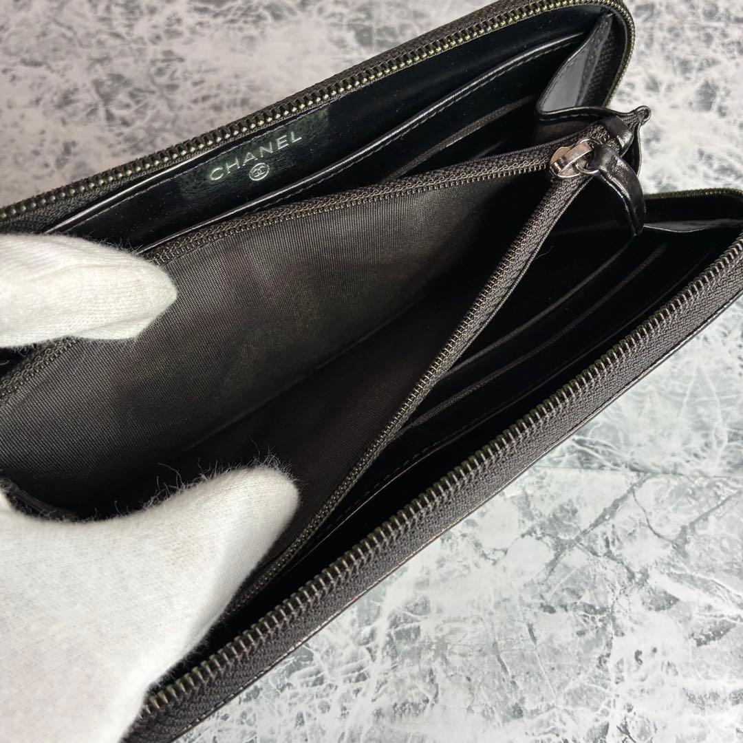 ✨CHANEL✨　シャネル　長財布　ラウンドファスナー　キャビアスキン