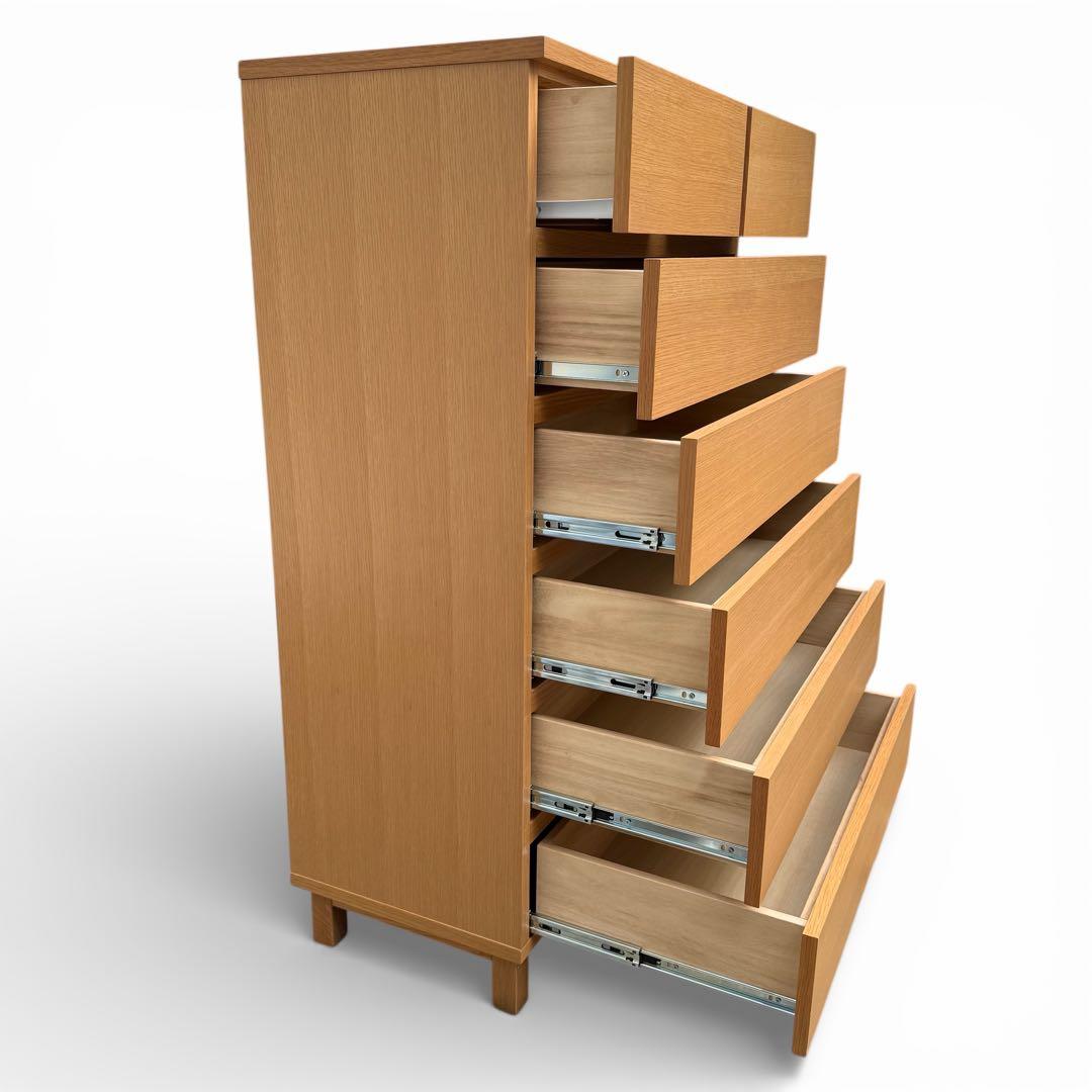 【美品】無印良品　オーク材　6段 チェスト 廃盤 脚付　北欧　幅80cm