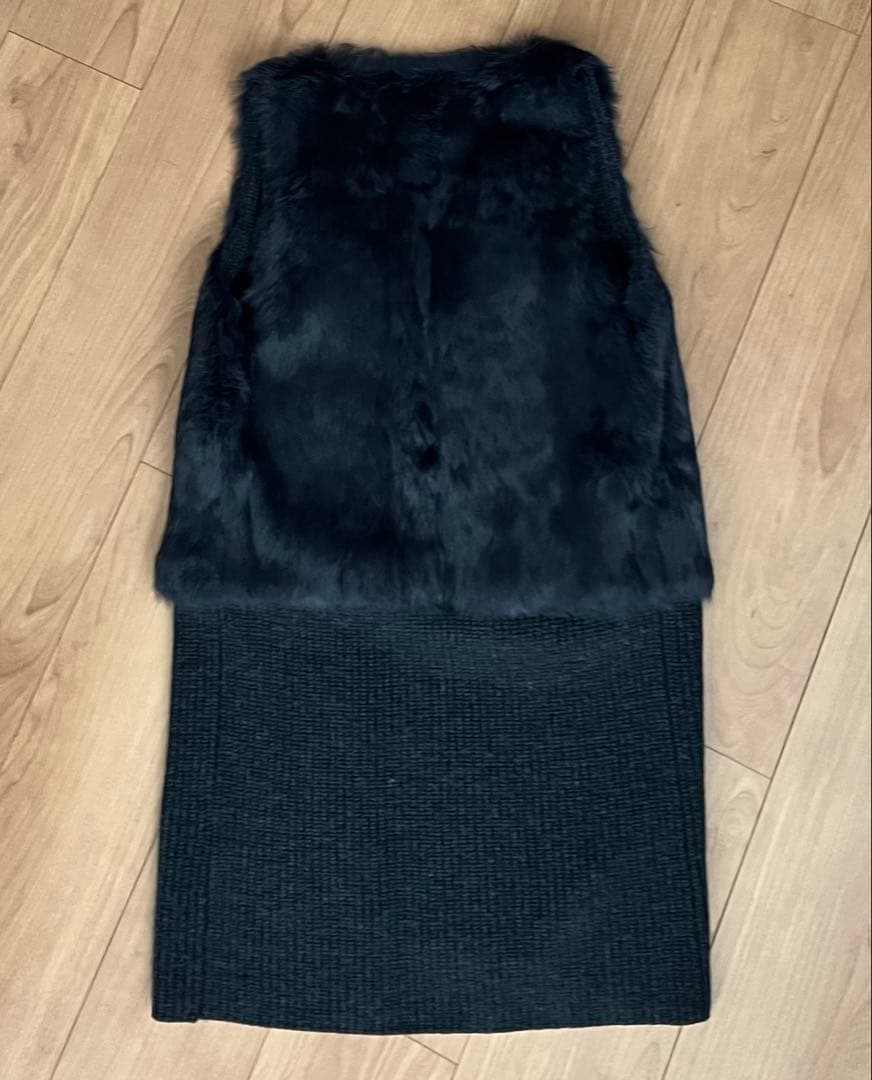 ダークグレー ファーベスト フリーサイズ