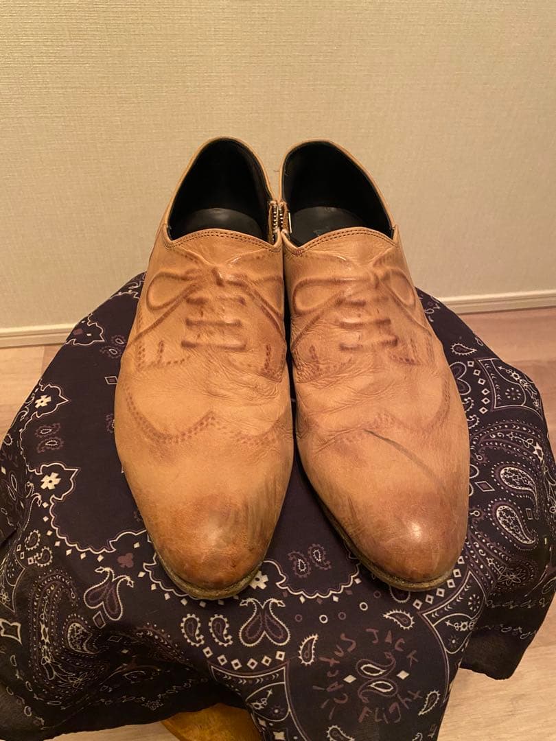 ミハラヤスヒロ　ベージュ レザー オックスフォードシューズ