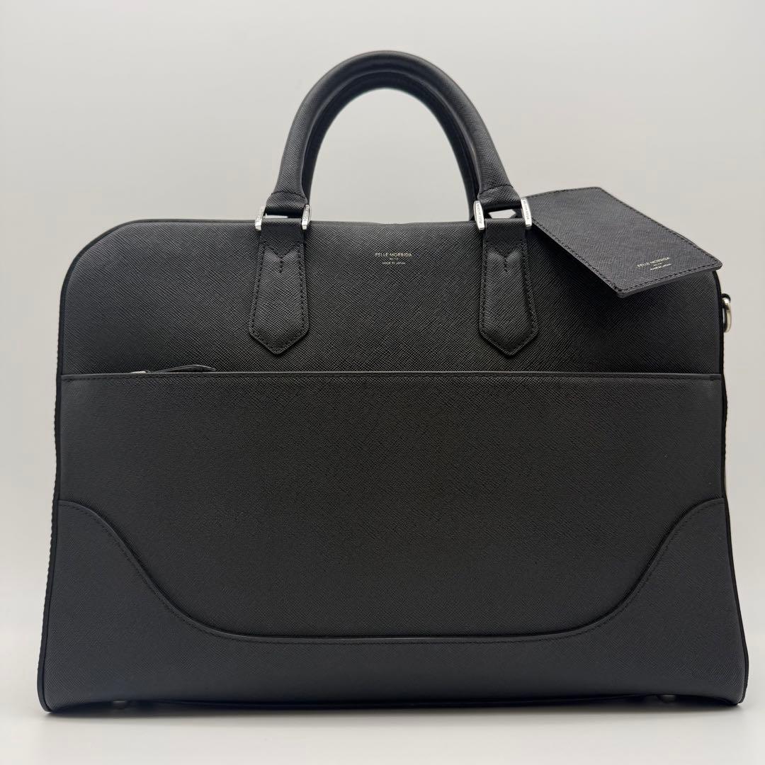 ペッレモルビダ キャピターノ ブリーフケース エンボスレザー A4 ブラック