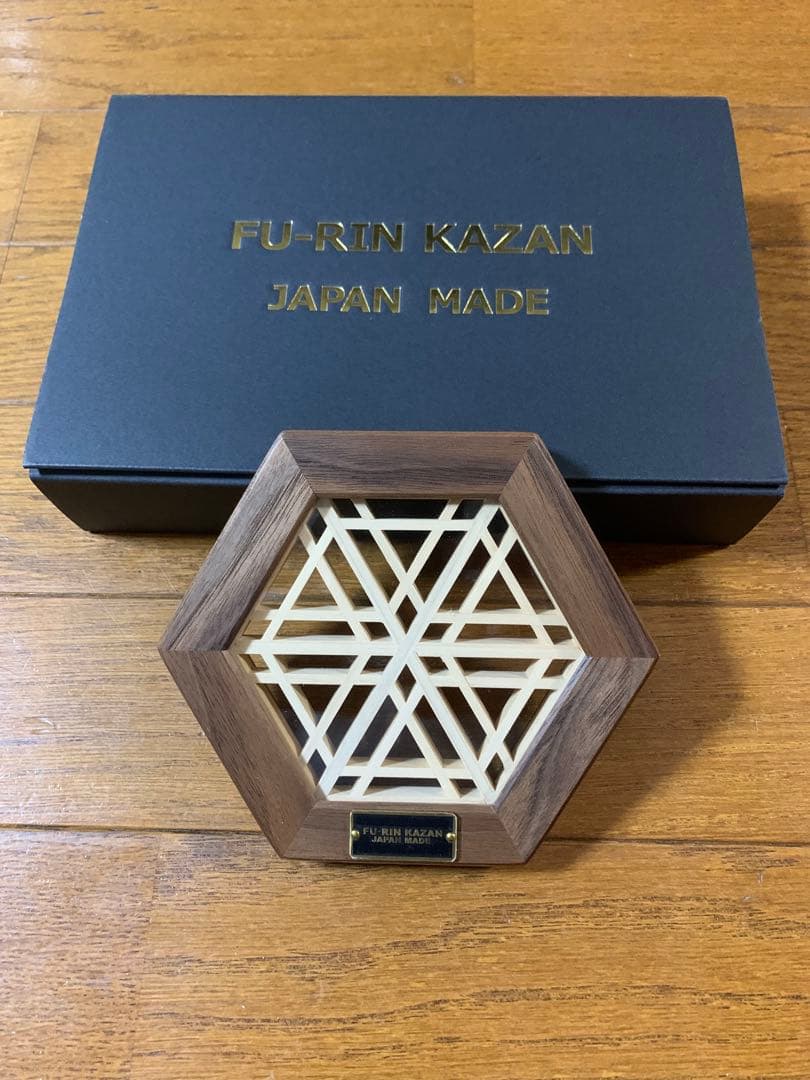 ハ*～様 フウリンカザン　ヘキサコースター　胡麻柄　ウォールナット　強化ガラス