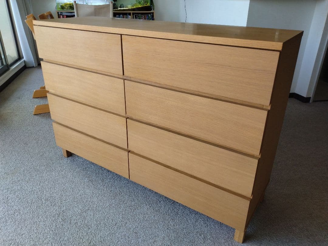 【訳あり】MUJI無印良品 オーク材チェスト4段120cm/ワイドキャビネット