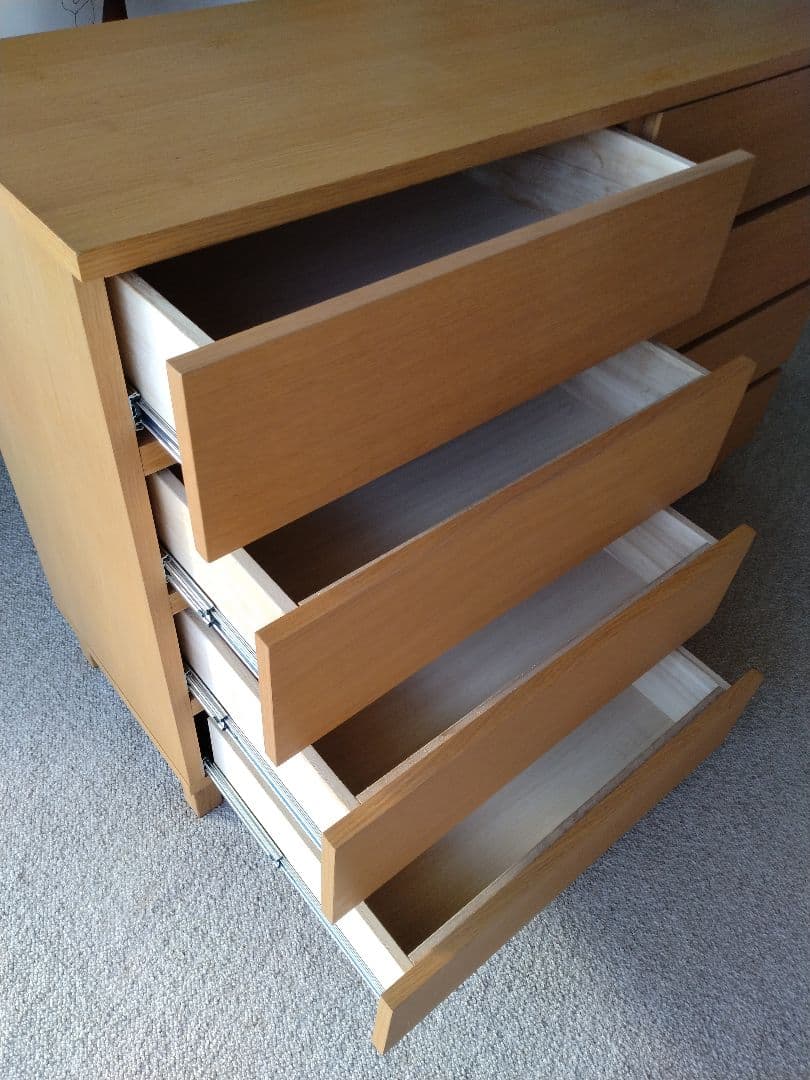 【訳あり】MUJI無印良品 オーク材チェスト4段120cm/ワイドキャビネット