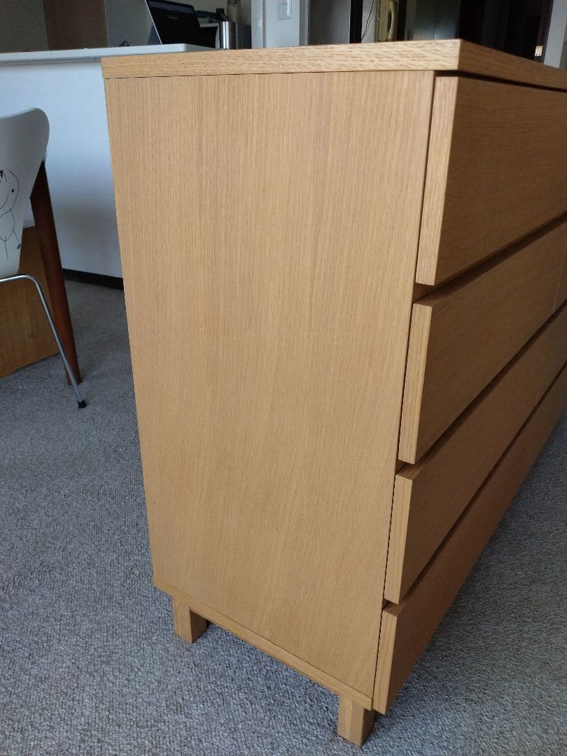 【訳あり】MUJI無印良品 オーク材チェスト4段120cm/ワイドキャビネット