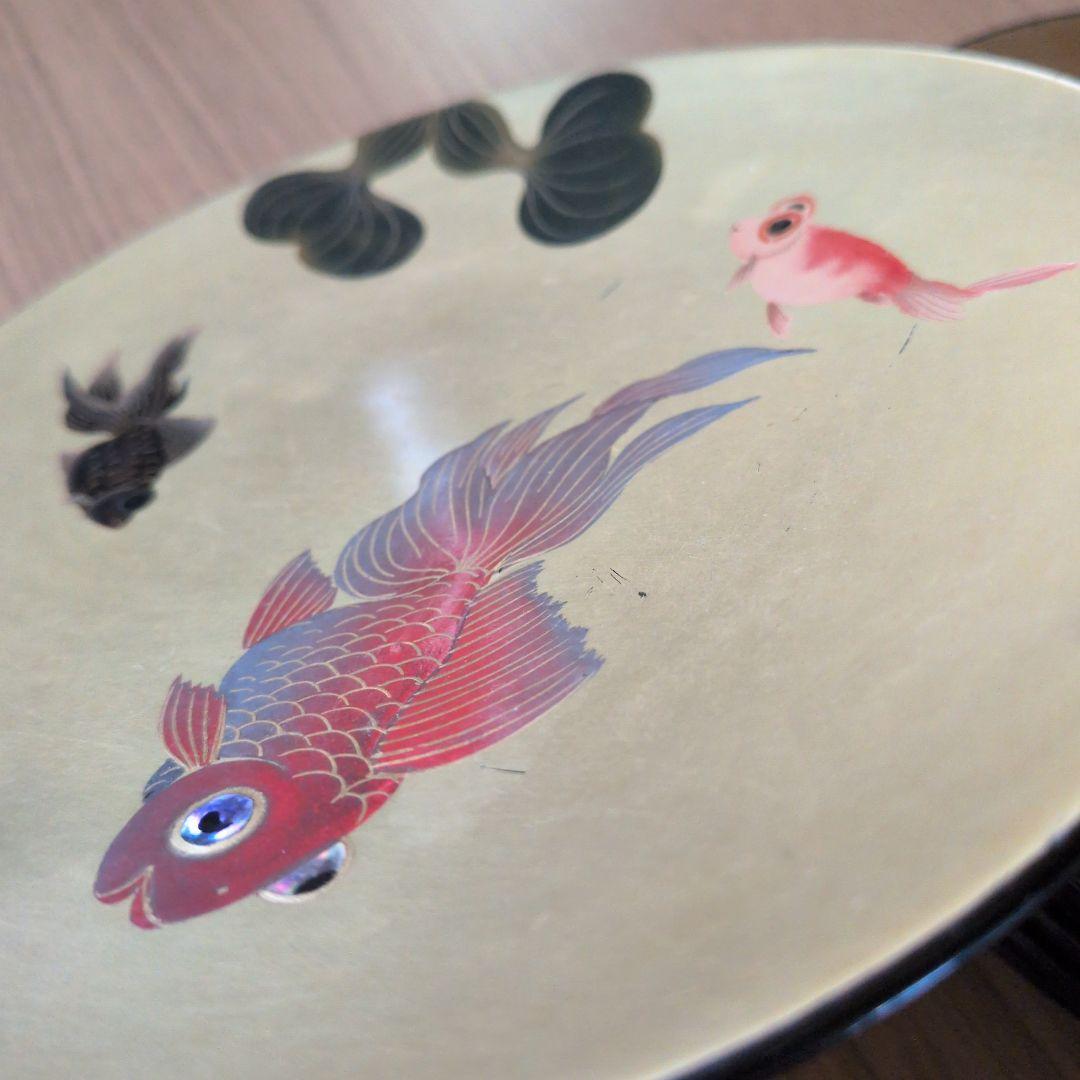 金地　金魚・猪苗代湖デザイン　金色小皿　8枚セット