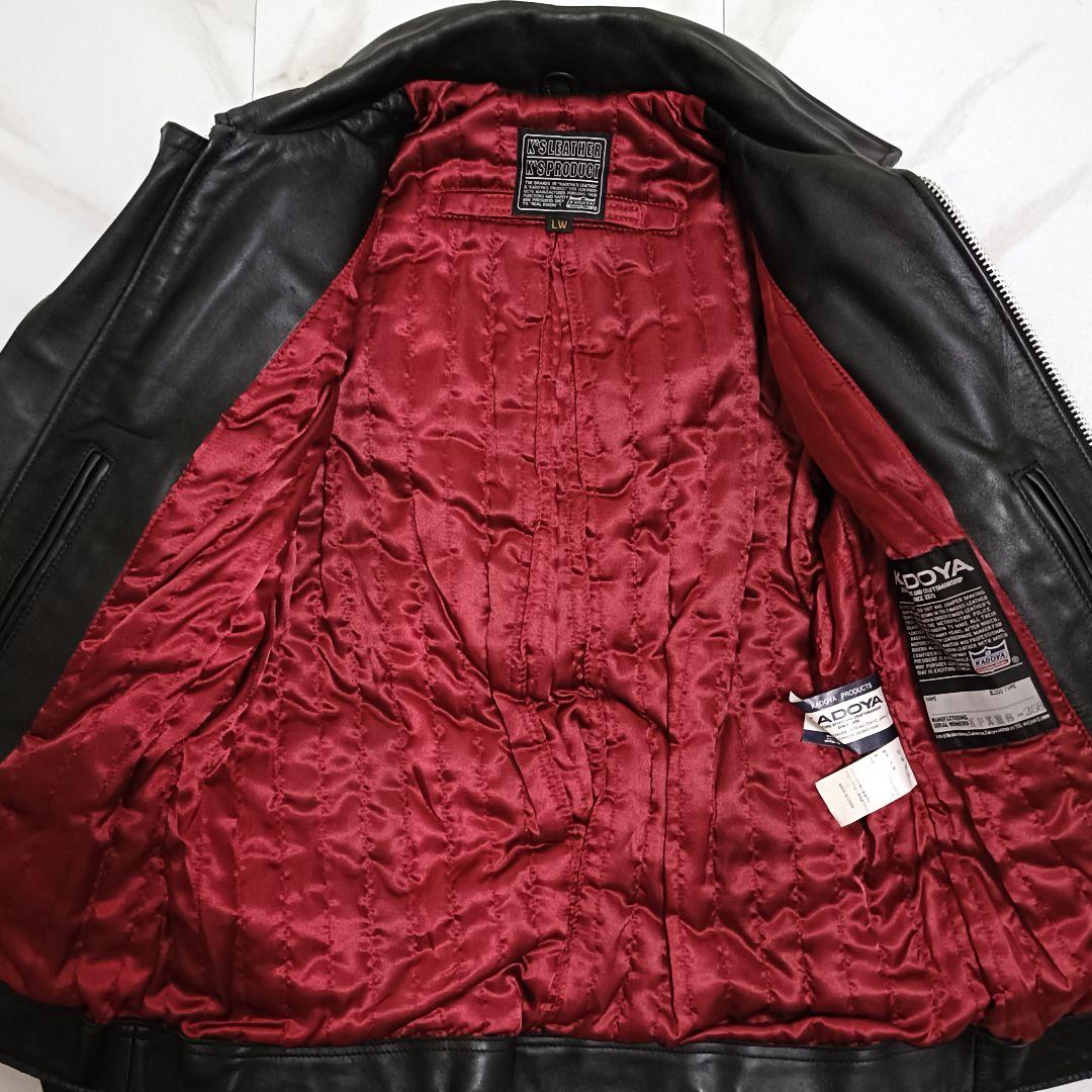 美品✨️KADOYA ベルテッド シングル ライダース ジャケット 牛革 黒