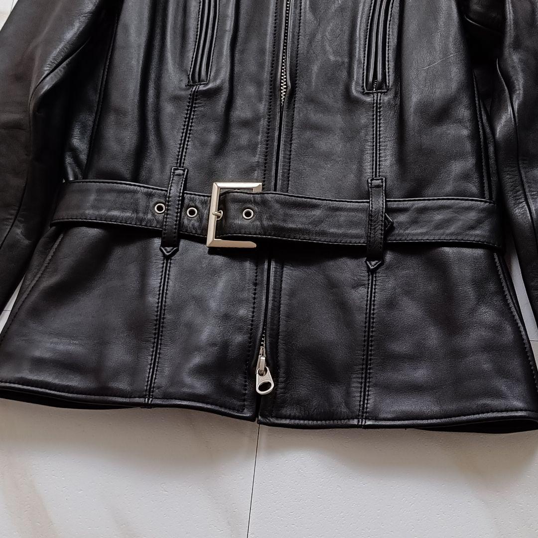 美品✨️KADOYA ベルテッド シングル ライダース ジャケット 牛革 黒