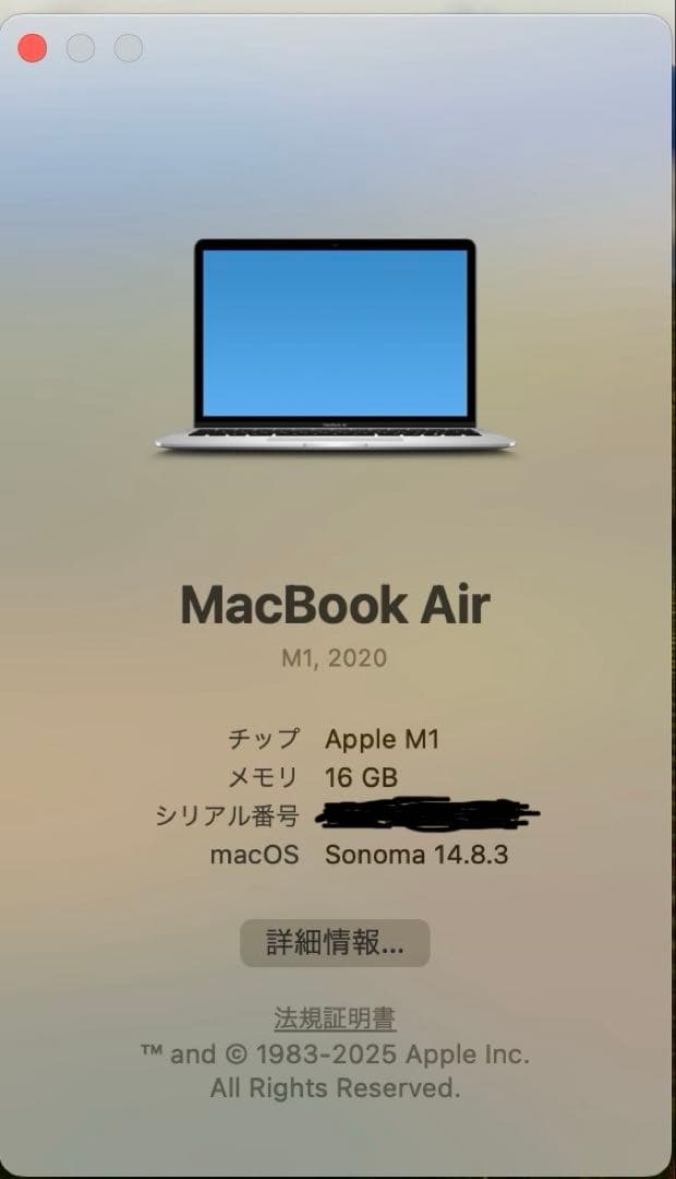 MacBook本体 MacBook Air M1 2020 16GB