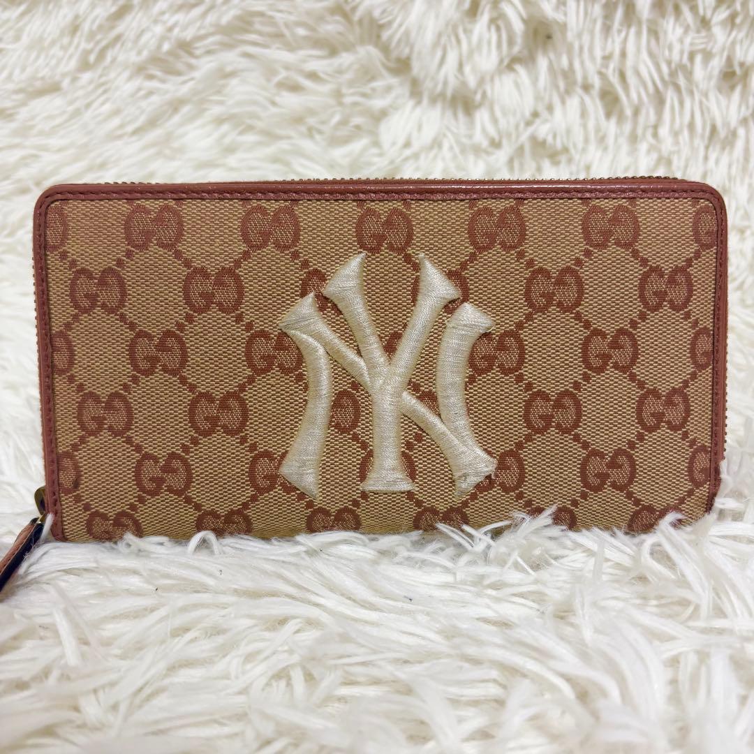 あたま　グッチ　長財布　ニューヨークヤンキース　GGキャンバス