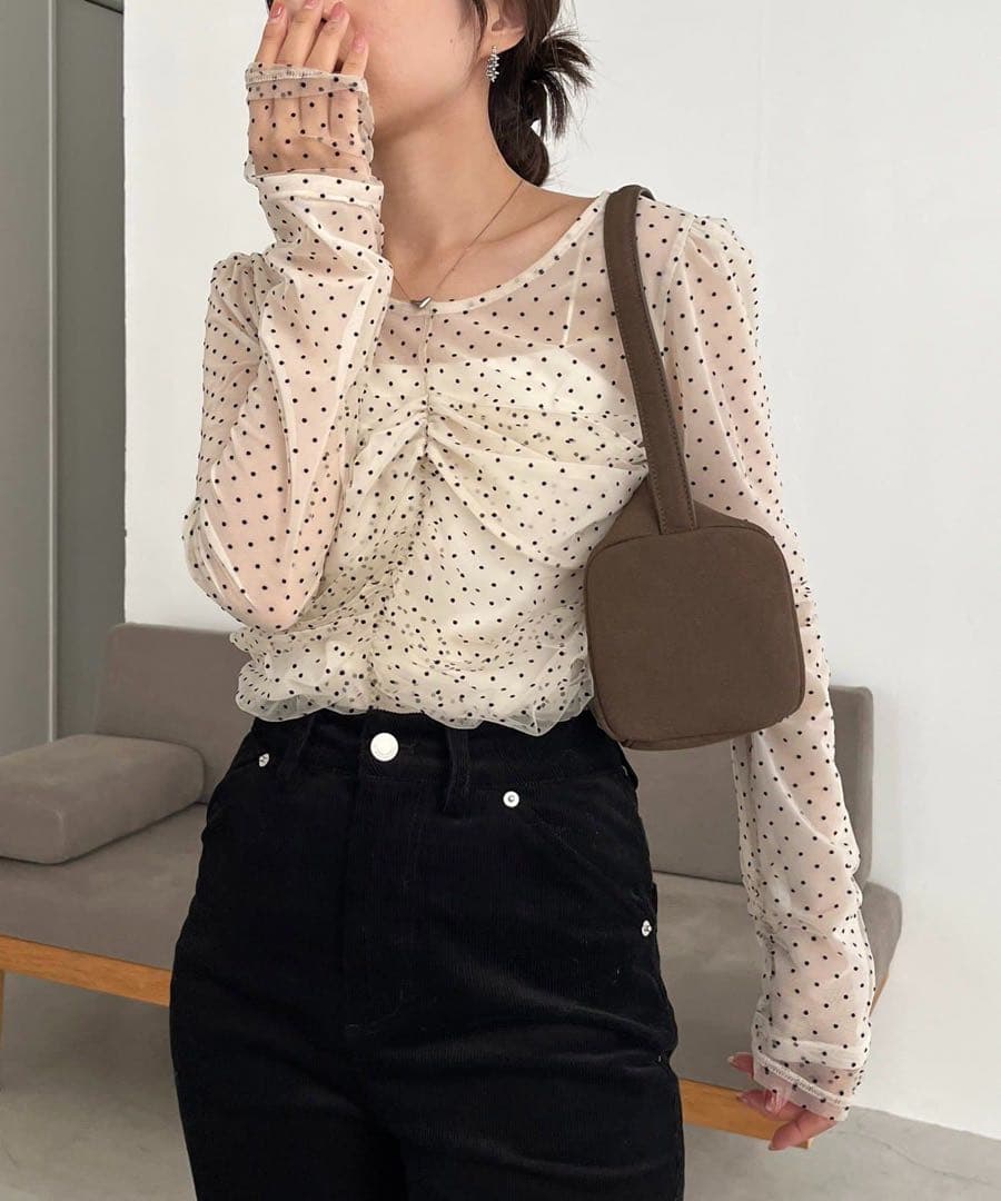 新品未使用未試着　capricieux le'mage フロッキードットブラウス