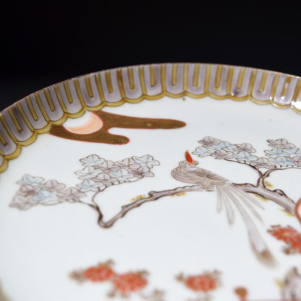 明治時代 古伊万里 色絵金彩花鳥文皿 なます皿 平皿 骨董品 和食器 有田焼