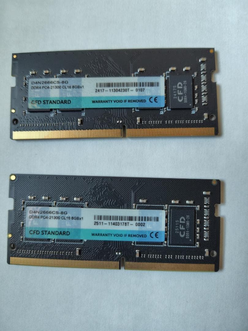DDR4-2666 SO-DIMM 8G×2枚ノートPC用メモリ