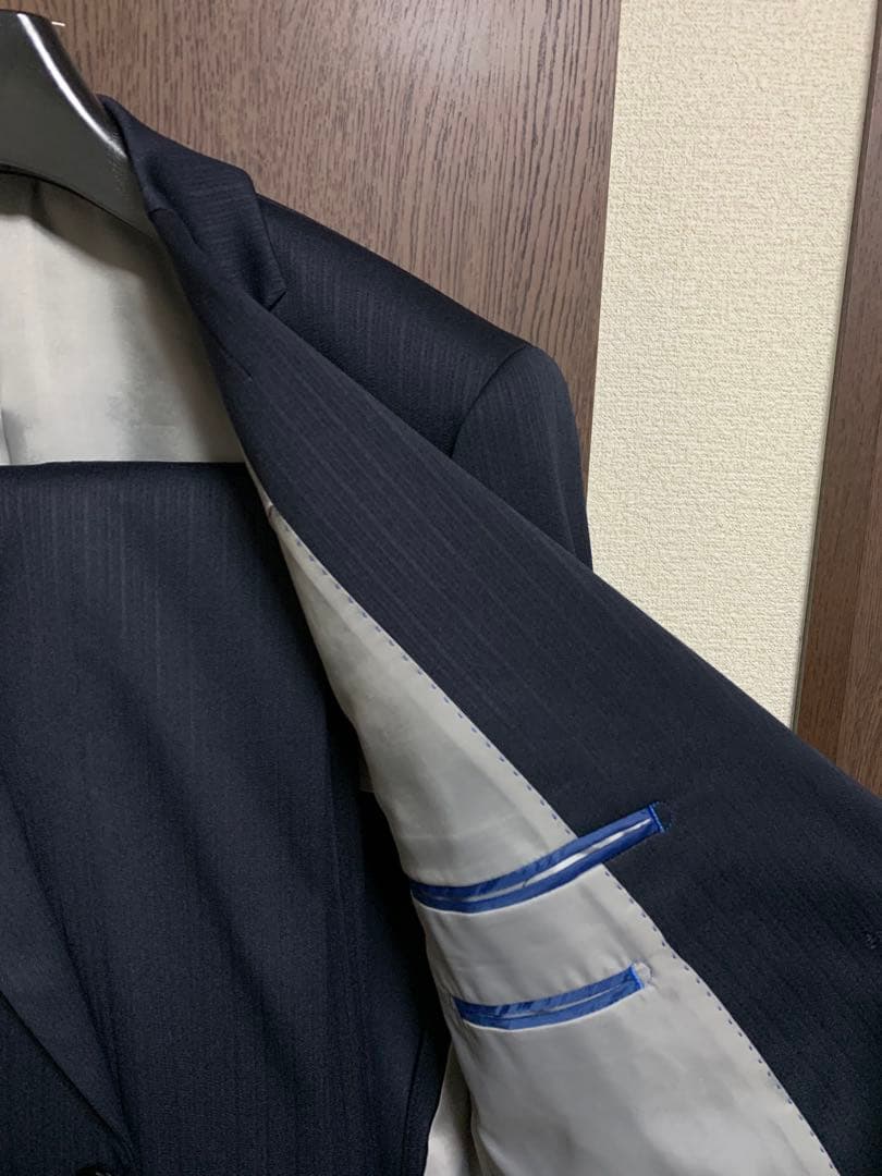 AB5新品未使用！快適ウォッシャブルストレッチスーツ！定番ネイビー！小訳！秋冬春