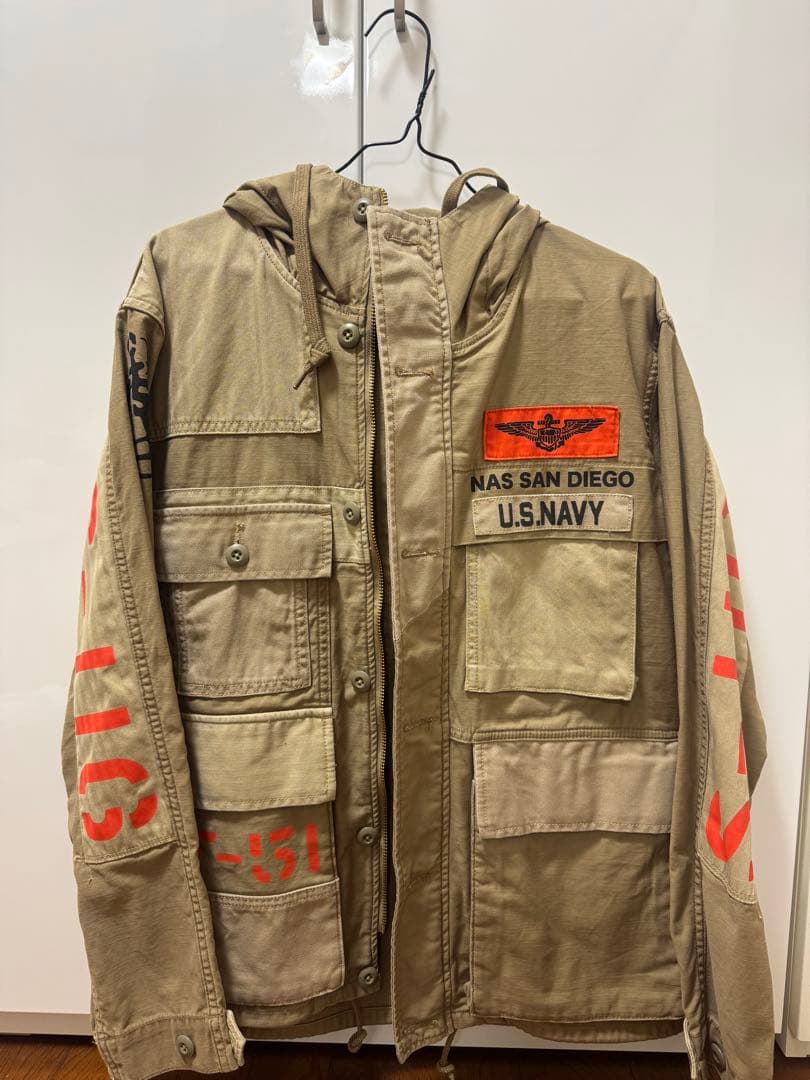 AVIREX ミリタリージャケット M US NAVY ワッペン 背面ロゴ 希少