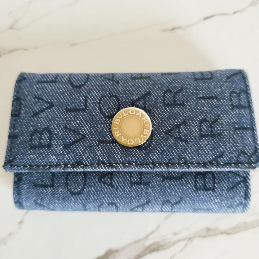 極美品☆BVLGARI ブルガリ☆6連キーケース ブルー ロゴ