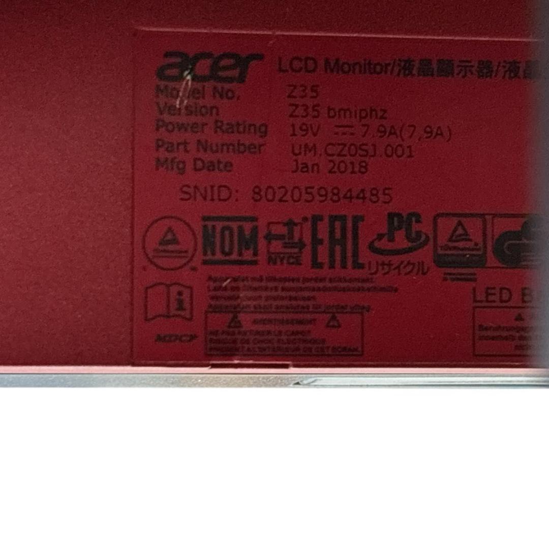 【美品】Predator acer 35インチ　湾曲ワイドモニター