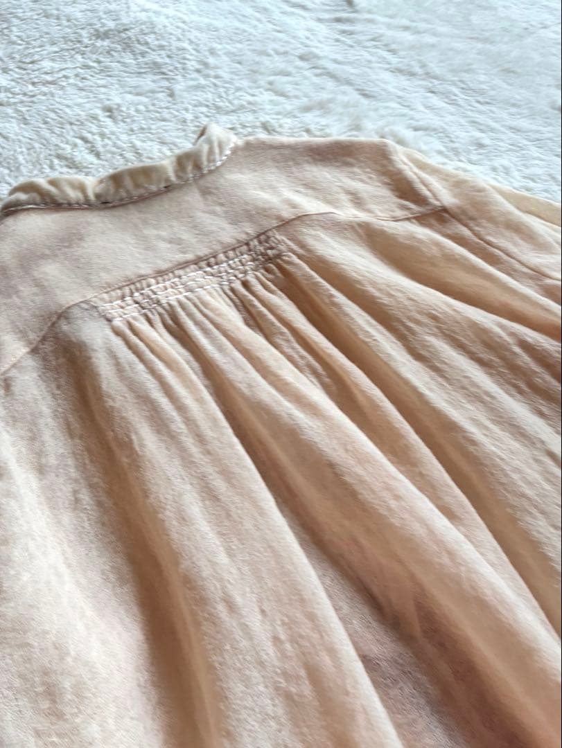 forte_forteフラワー刺繍ウールガーゼブラウス 春向け希少タッセル紐