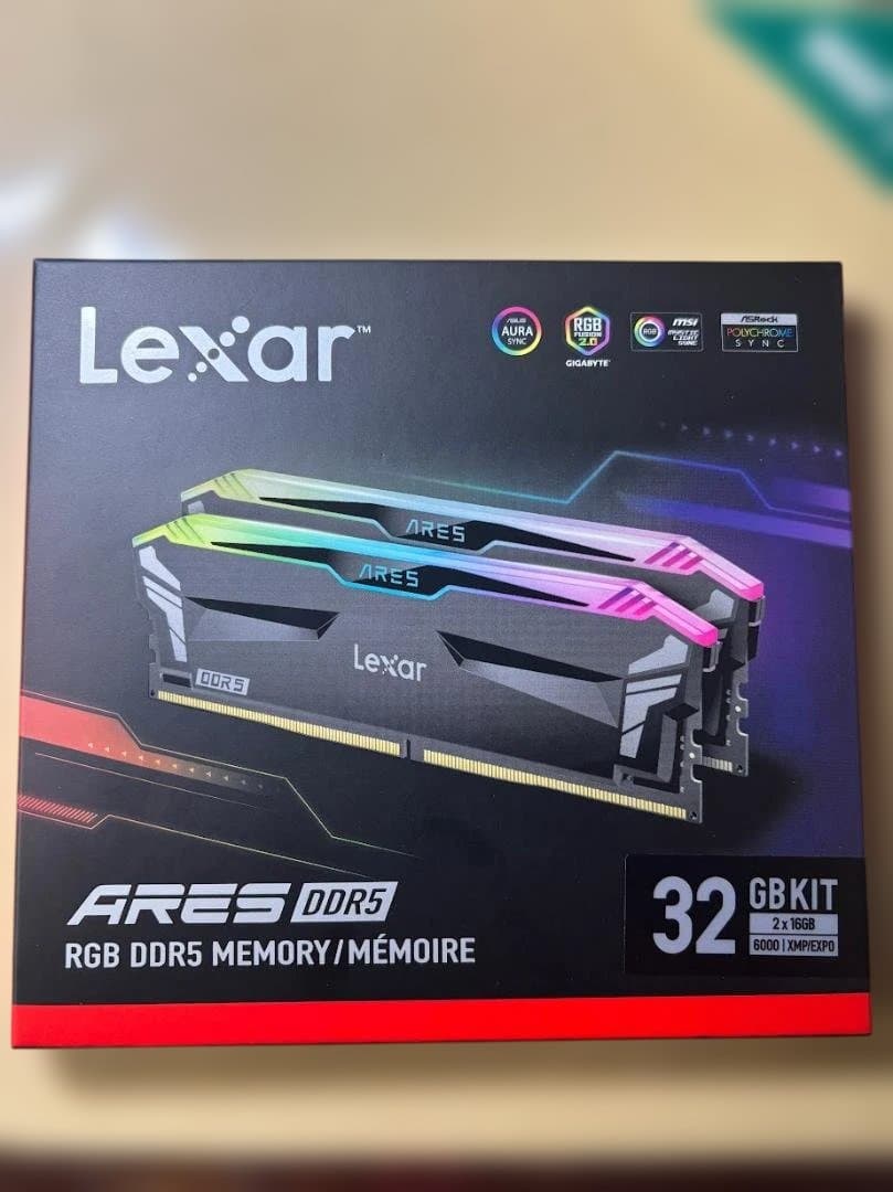 新品 LexarARES DDR5 RGB 32GB (2x16GB) 6000