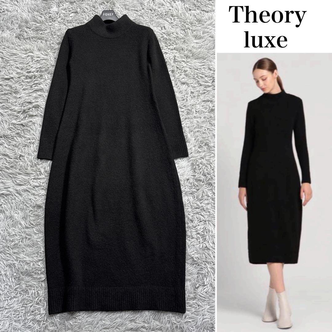 美品✨セオリー カシミヤ混 ニットロングワンピース ハイネック ブラック M