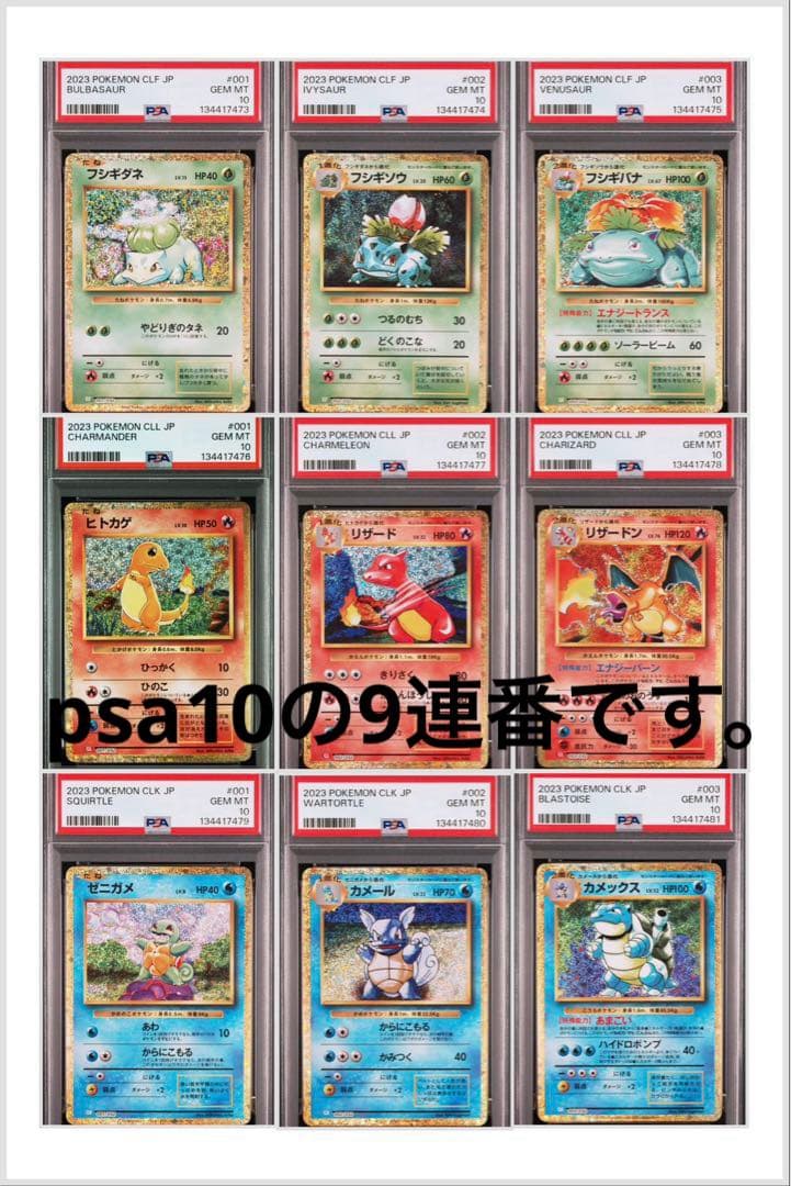 PSA10 ポケモンカードclassic 御三家 9連番