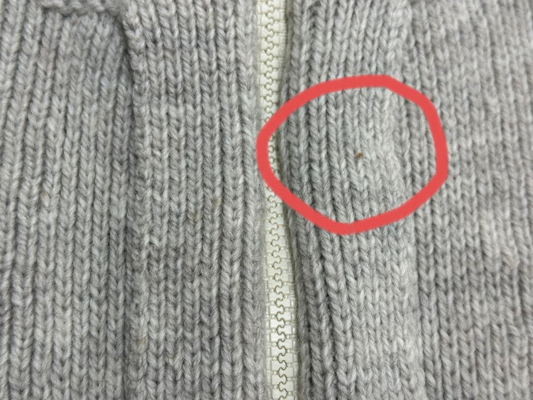 UNUSED グレー ジップアップニットセーター