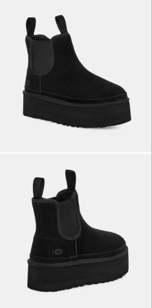 UGG ニューメルプラットフォーム チェルシー 黒 7 24㎝