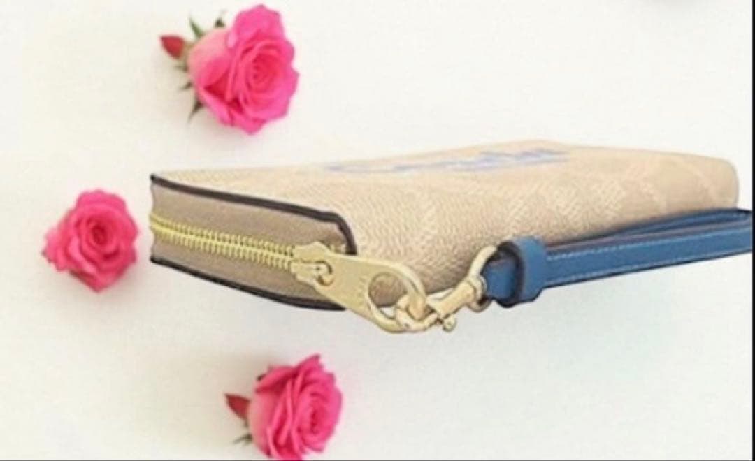 COACH 長財布 ロゴ入りホワイト/ネイビー【新品】