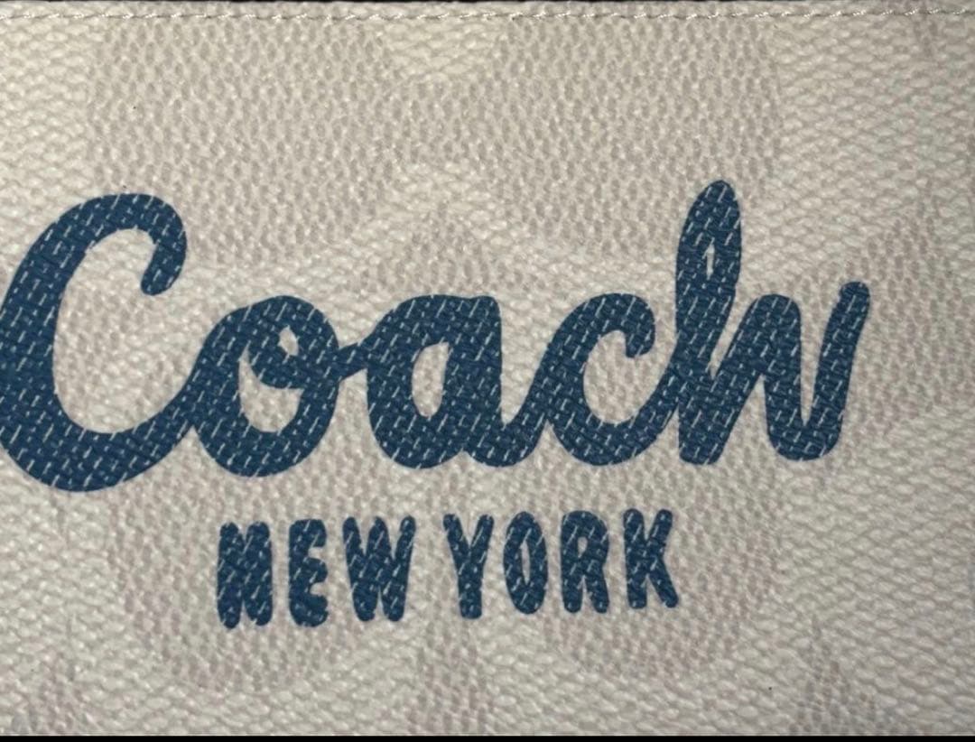 COACH 長財布 ロゴ入りホワイト/ネイビー【新品】