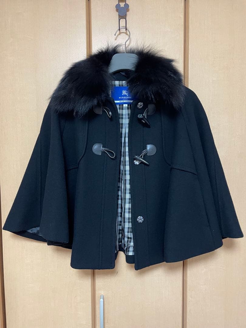 BURBERRY BLUE LABEL ブラックケープコート 38