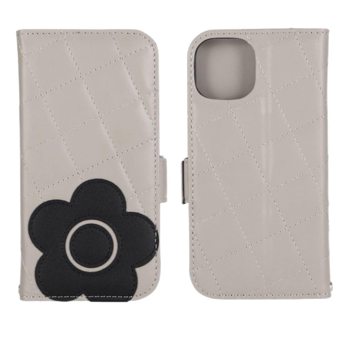 新品⭐︎マリークワント iPhone15 手帳型 ケース グレージュ