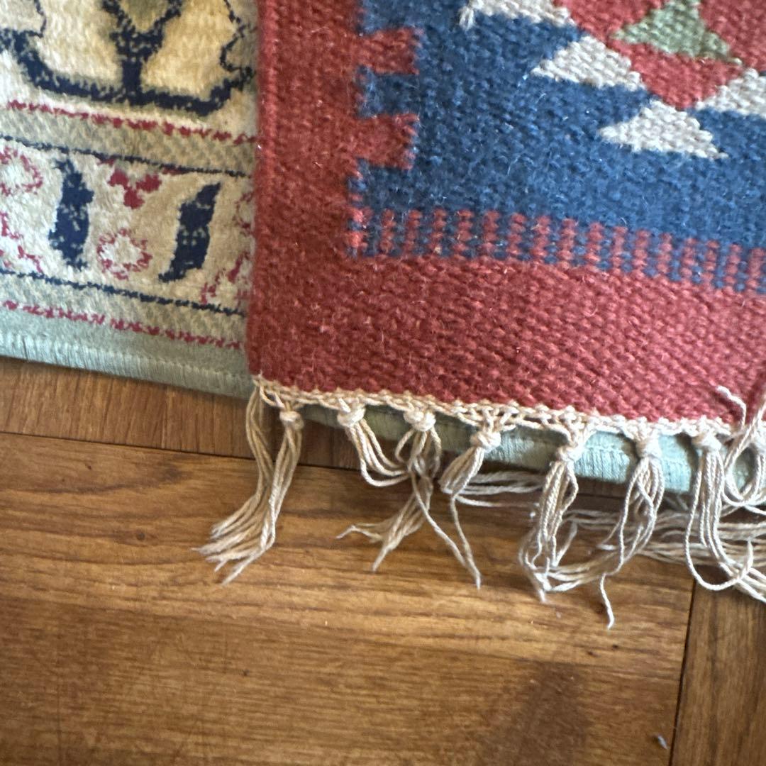 ニュージーランド ウール製キリム／200cm x 145cm／インド産