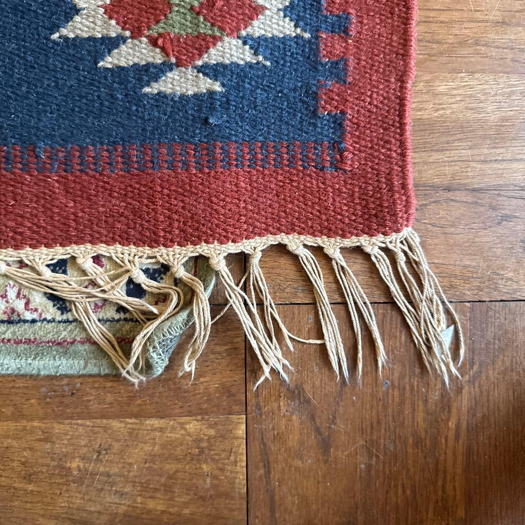 ニュージーランド ウール製キリム／200cm x 145cm／インド産