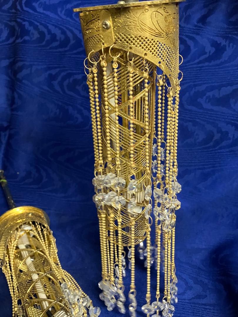 ゆ*よ様 エレガントなゴールドシャンデリア　昭和レトロ　２個セット　配線ぶつ切り