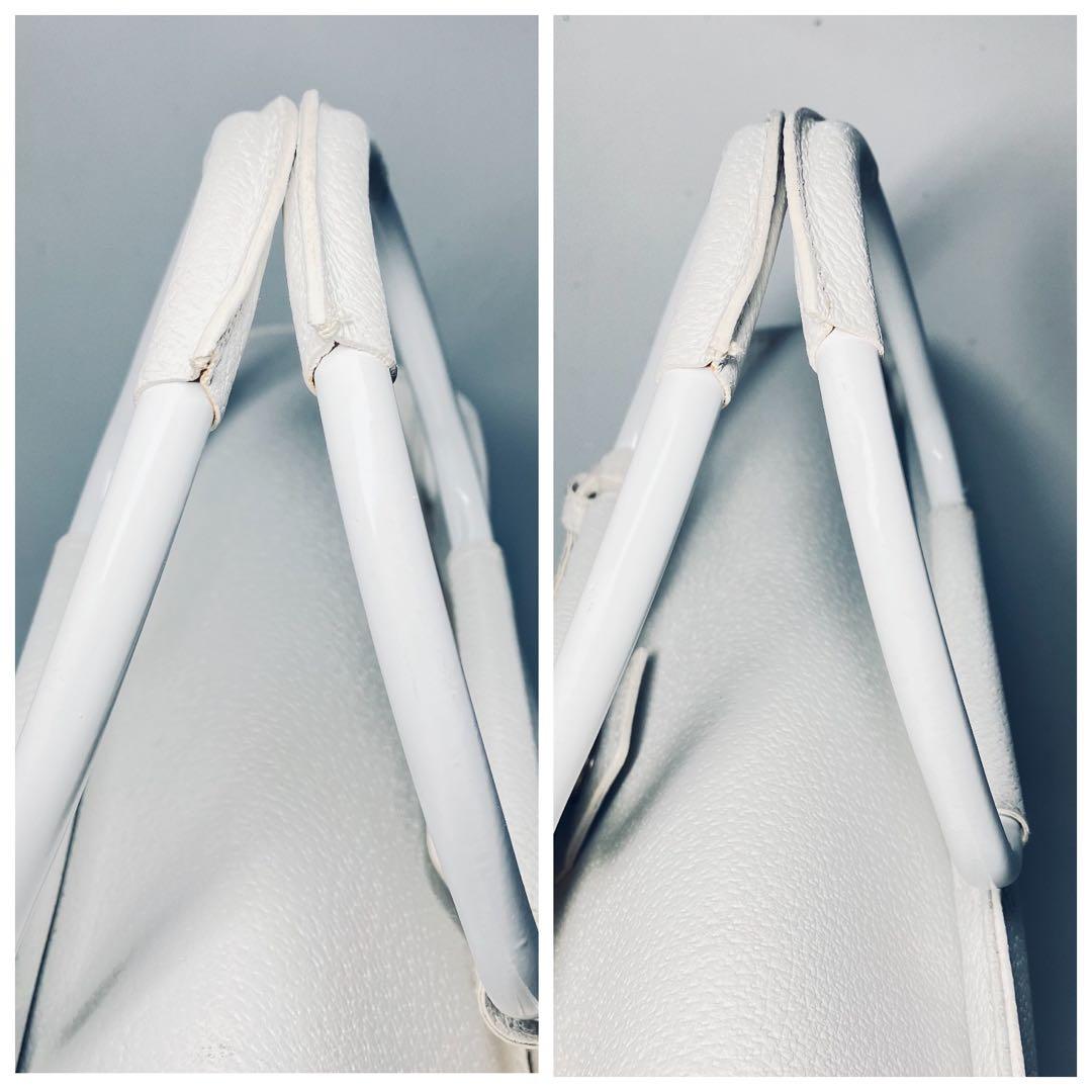 極美品　オールドグッチ　GUCCI レザー　ハンドバッグ　A4可能 ホワイト