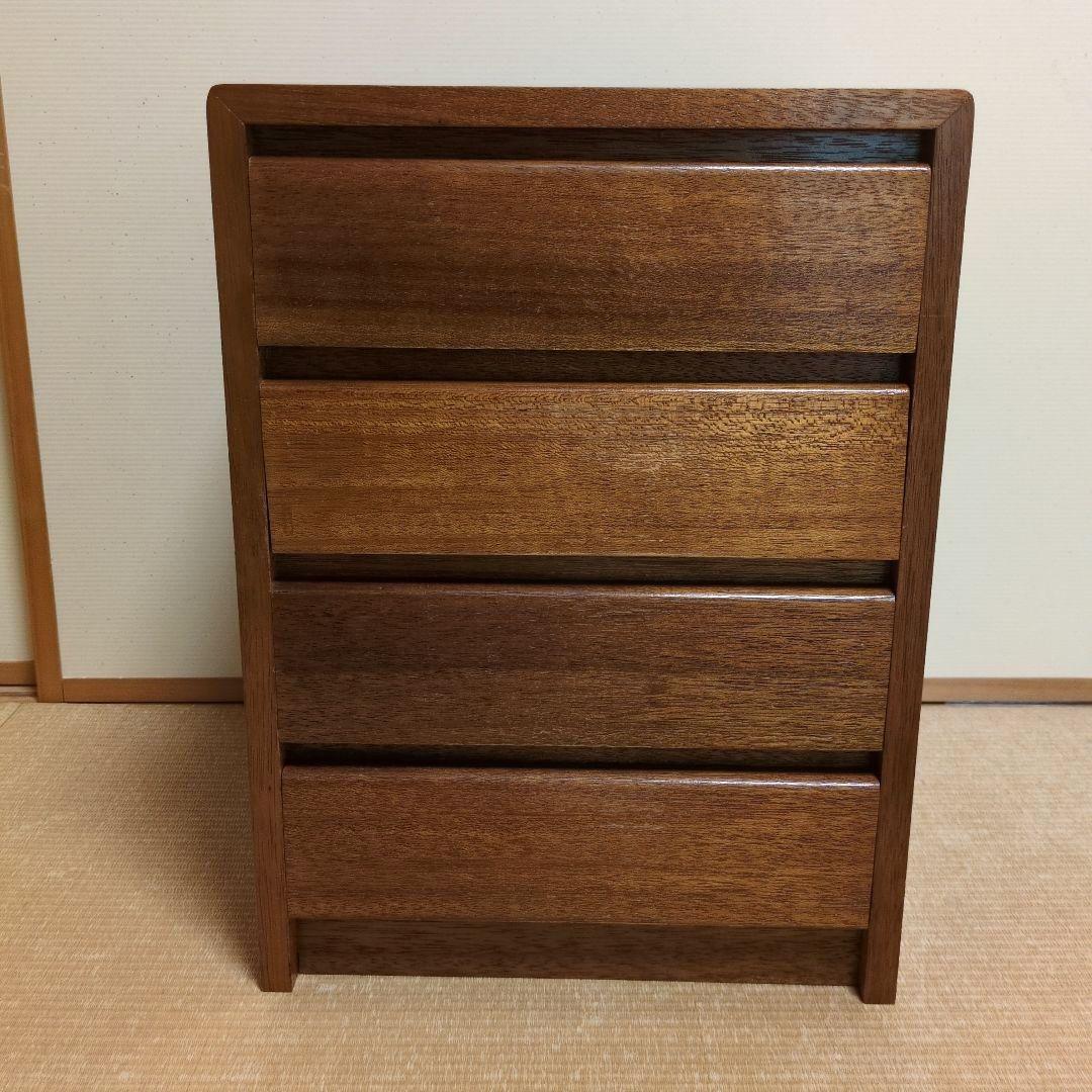 昭和レトロ　古道具　4段木製チェスト　小引出し ブラウン