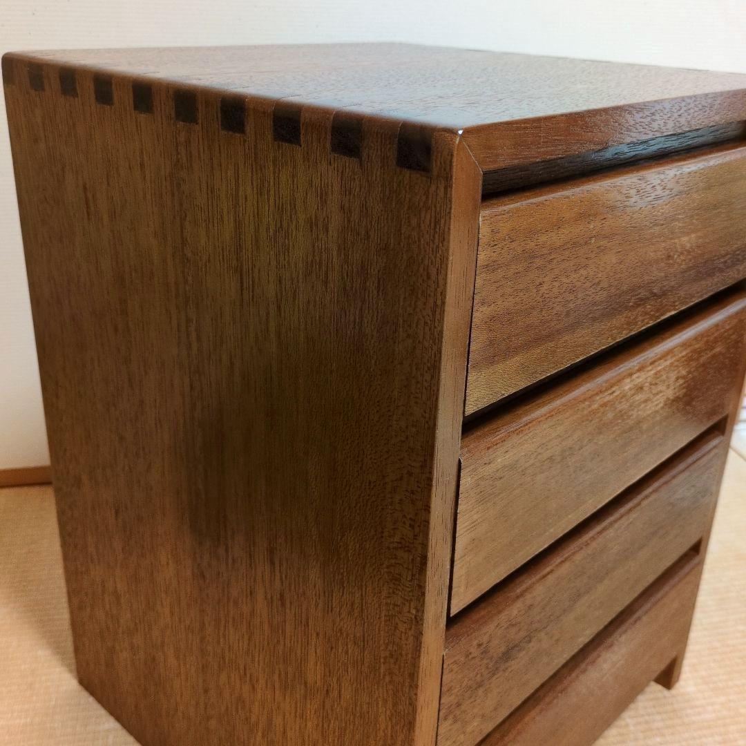 昭和レトロ　古道具　4段木製チェスト　小引出し ブラウン