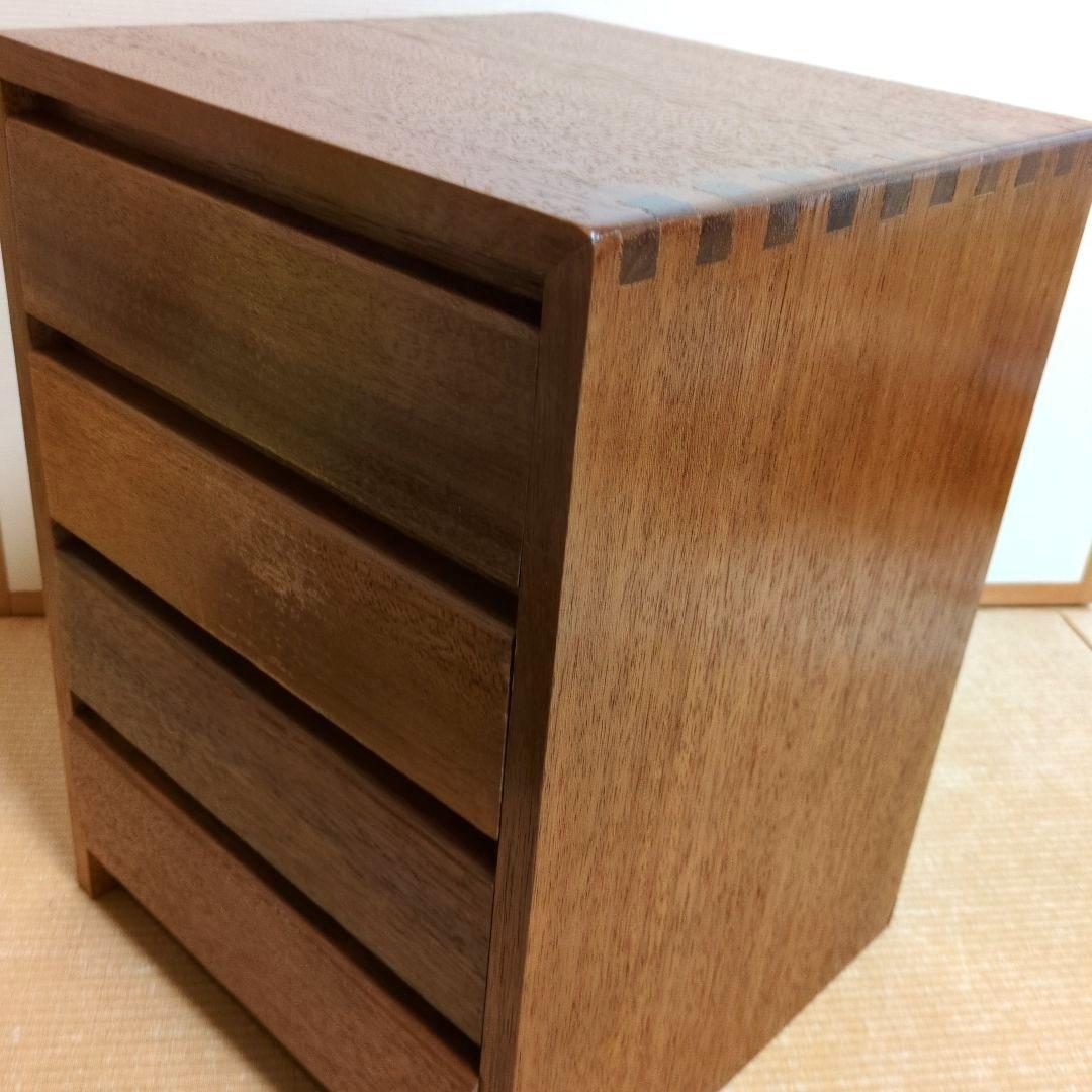 昭和レトロ　古道具　4段木製チェスト　小引出し ブラウン