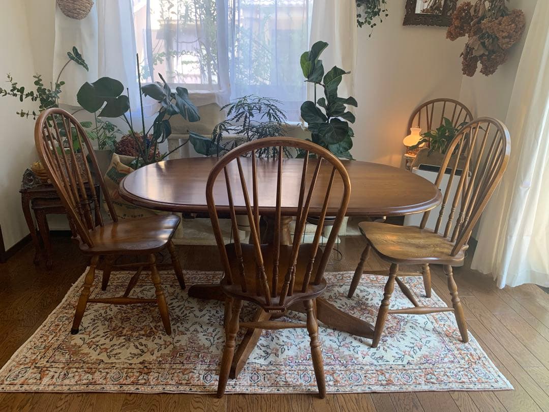 ペールオレンジ200×97 フラワーメダリオン　トルコヴィンテージラグ