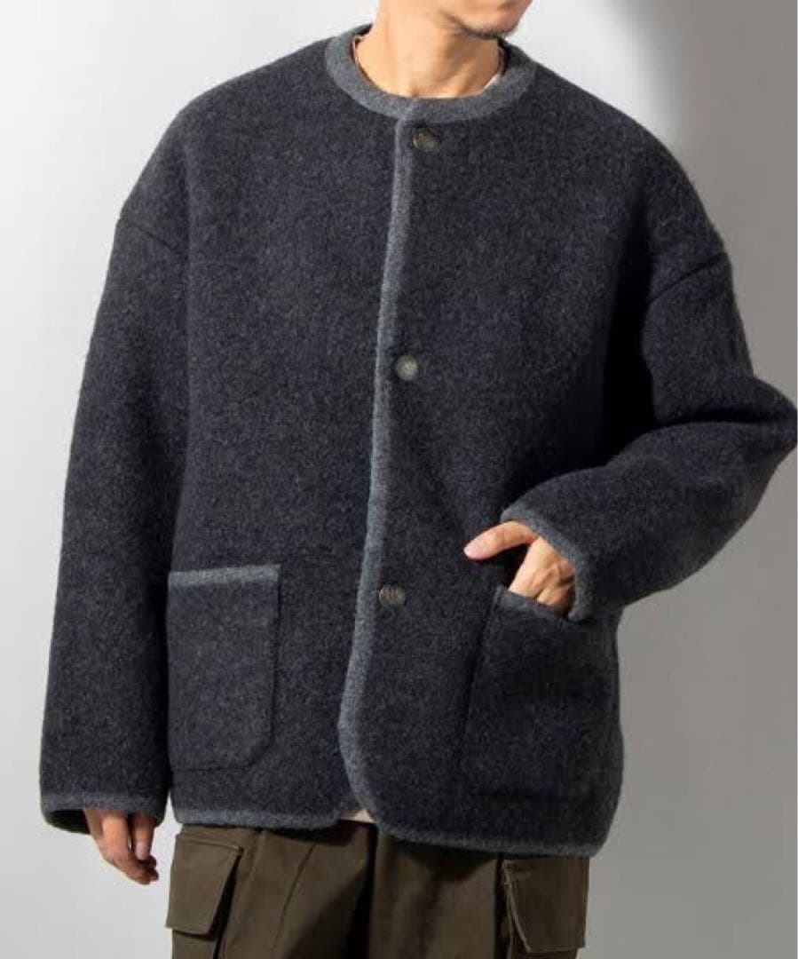 s*s様 ＳＴＡＰＦ　チロリアンジャケット　ウール　カーディガン　ノーカラー