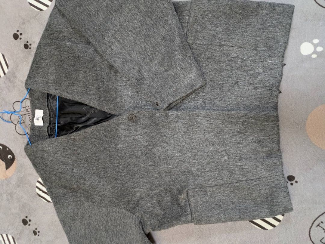 HUG.U シャギー Vネック ジャケット グレー