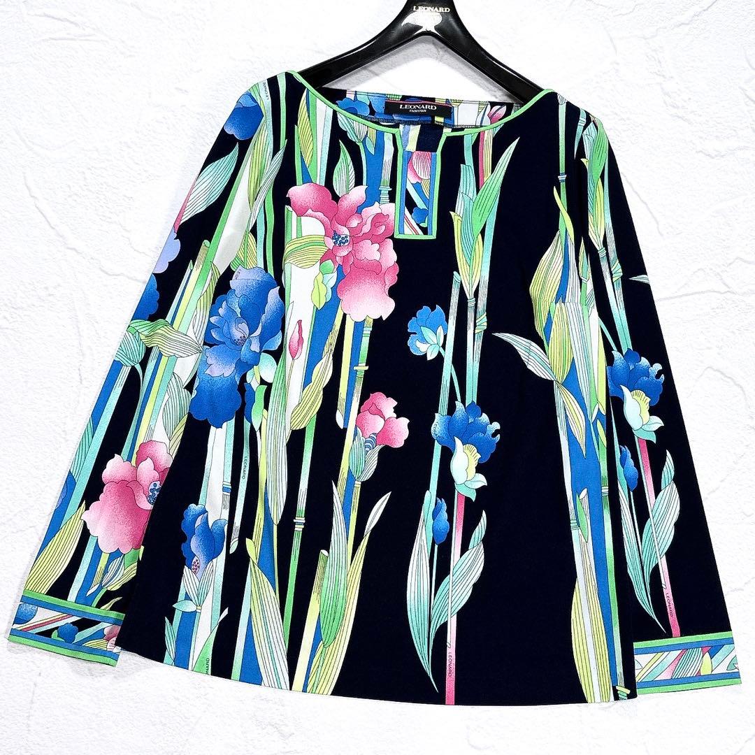 LEONARD　レオナール　カットソー　カンカン　トリム　花柄　マルチカラー