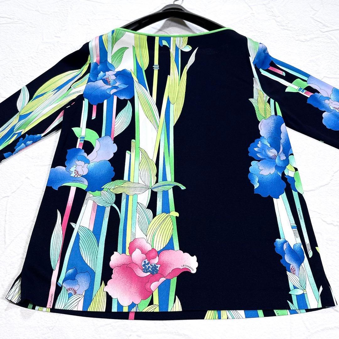 LEONARD　レオナール　カットソー　カンカン　トリム　花柄　マルチカラー