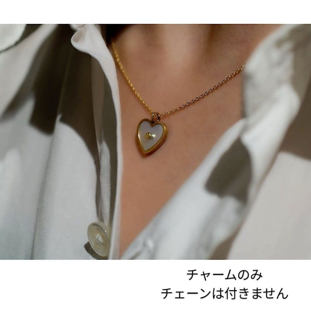 ポータークラシック　ゴールドハートダイアモンドチャーム　ホワイトシェル